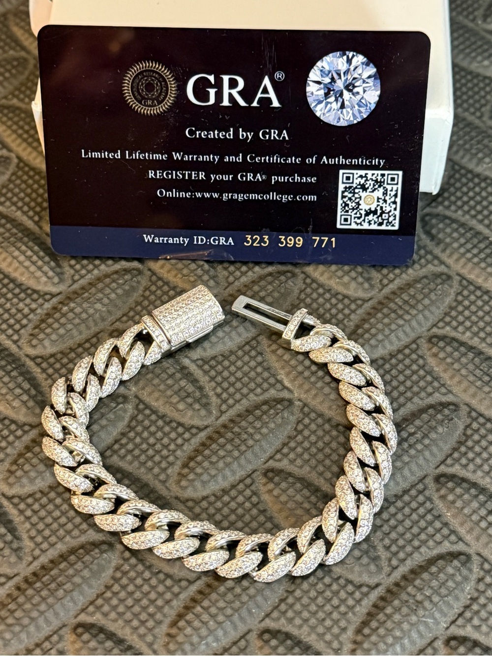 Moissanite Iced Out Cuban Link Bracelet 7” Length ~ 8mm Width Silver Plated 💎💎💎